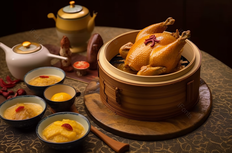 中华美食砂锅茶叶鸡和桂花酒静物,高清,摄影图,摄影图片,图片大全,摄影图免费下载